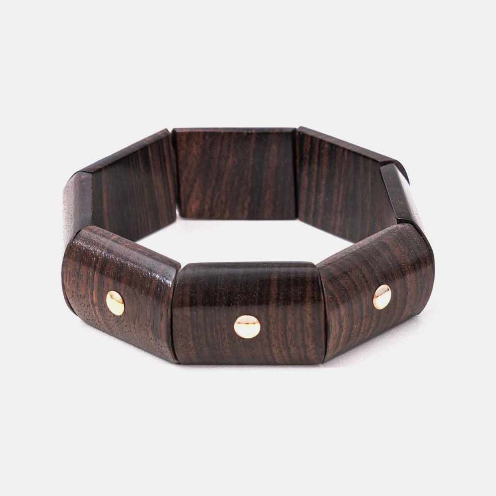 Pulsera elástica de ébano con oro de 18kt