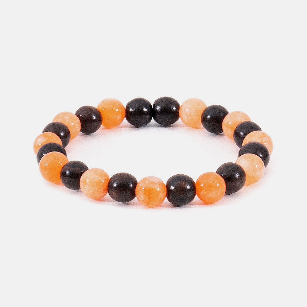 Pulsera elástica de ébano y jade