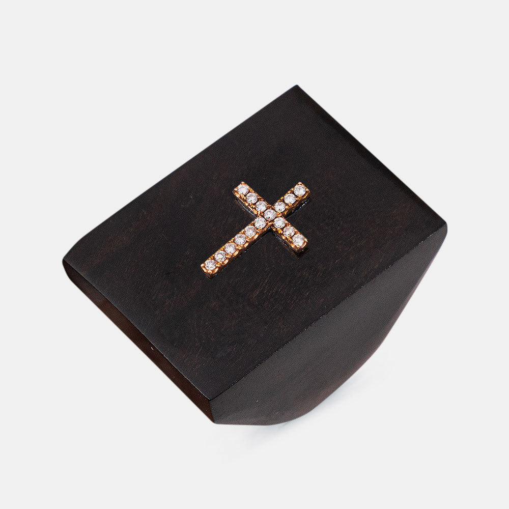 Anillo de ébano y brillantes con oro de 18 kt