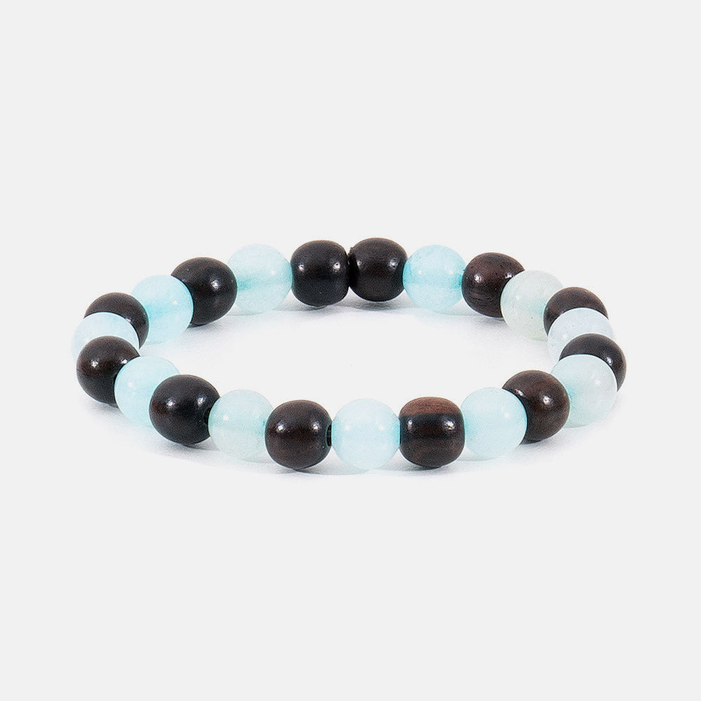 Pulsera elástica bolas de ébano y jade