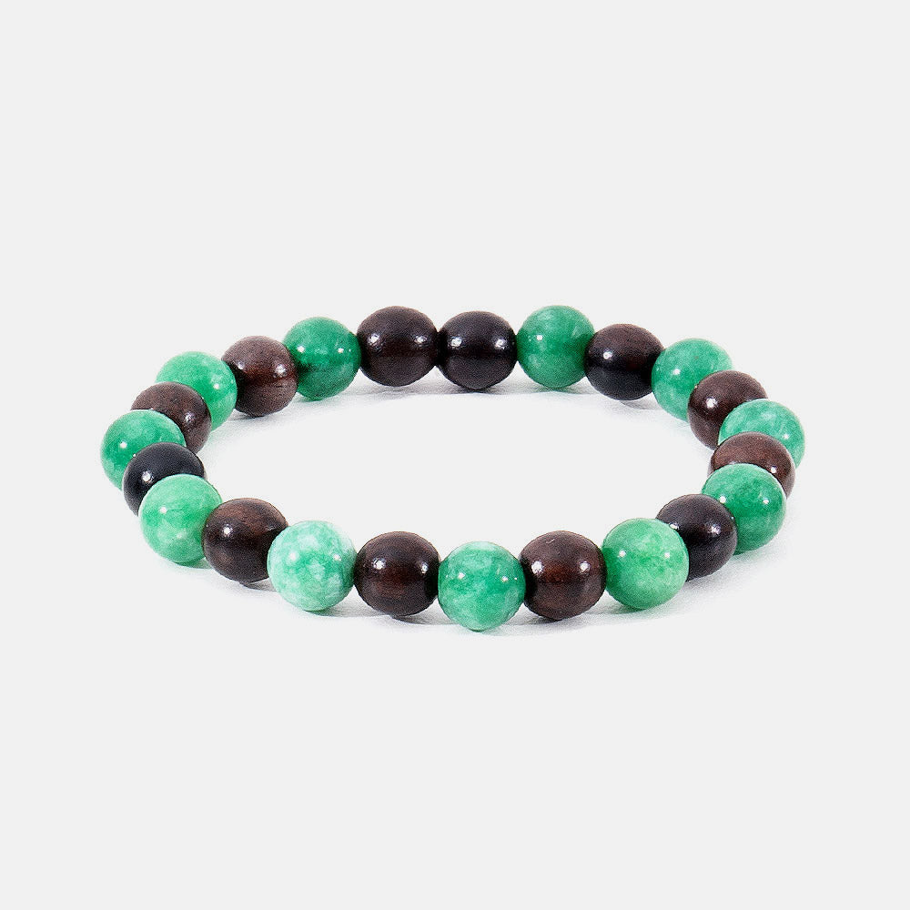 Pulsera elástica bolas de ébano y jade