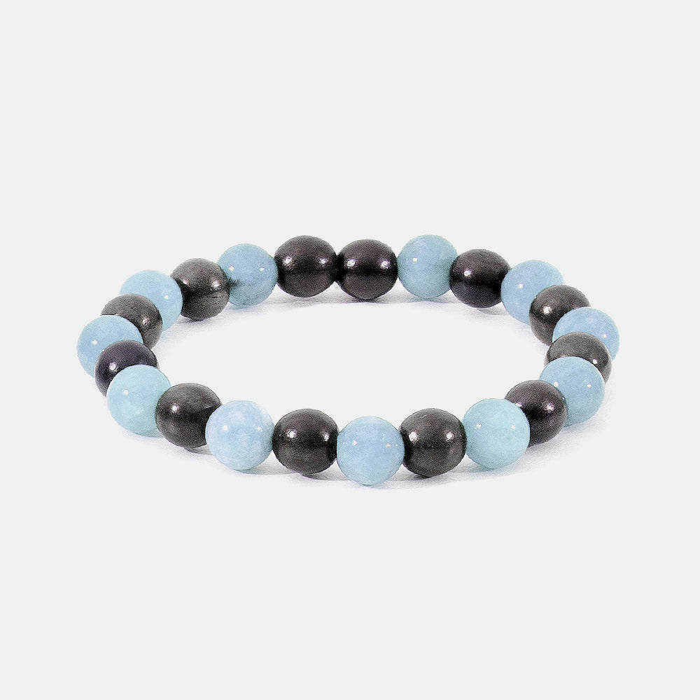 Pulsera elástica bolas de ébano y jade