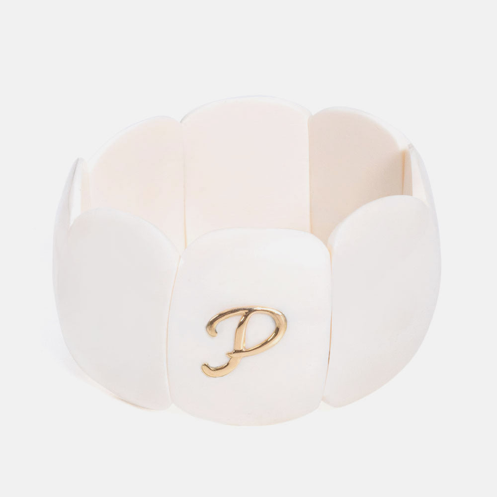 Pulsera elástica de hueso y oro de 18kt